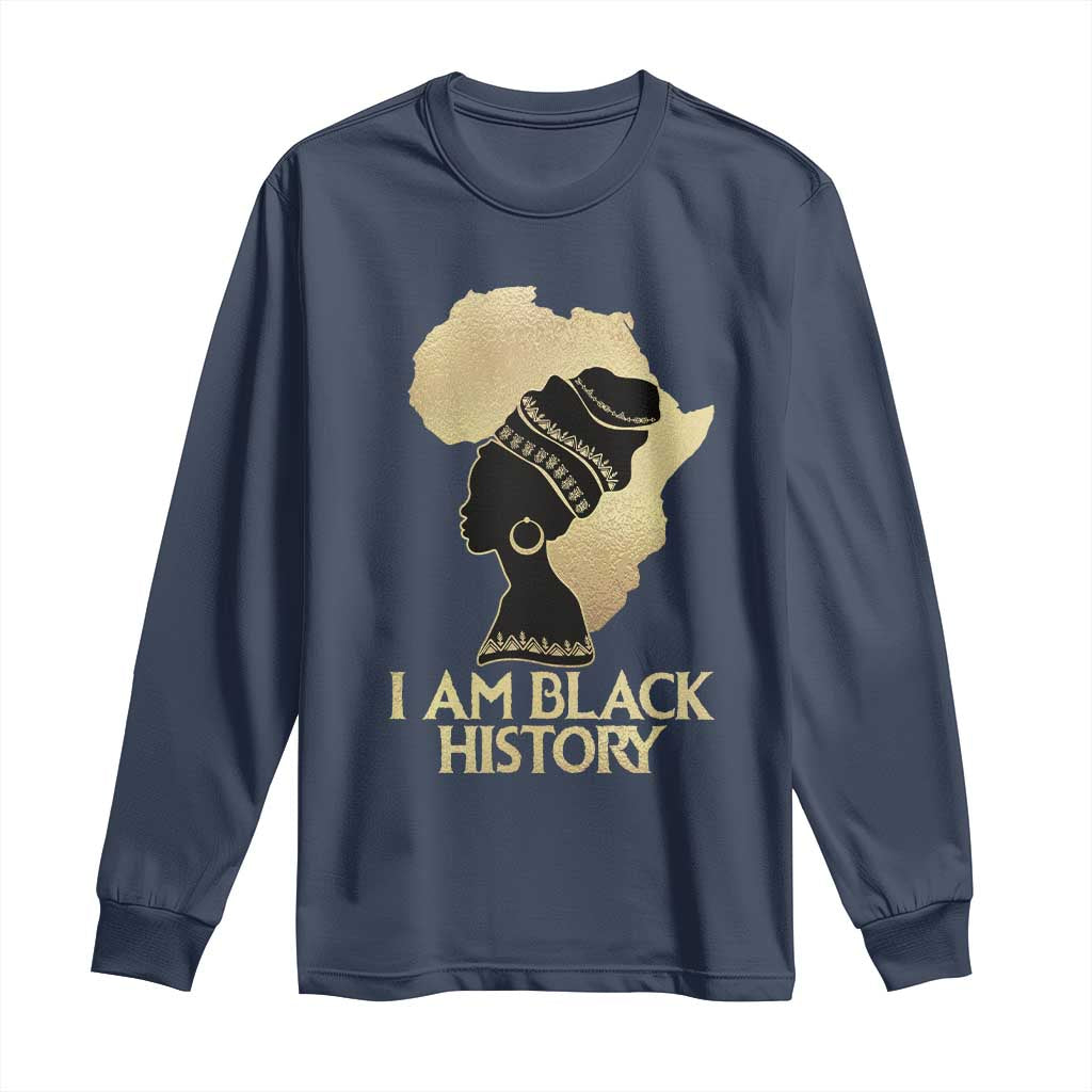 I Am Black History Long Sleeve Shirt Black Girls African American TS02 Navy Print Your Wear