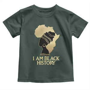 I Am Black History Toddler T Shirt Black Girls African American TS02 Dark Forest Green Print Your Wear