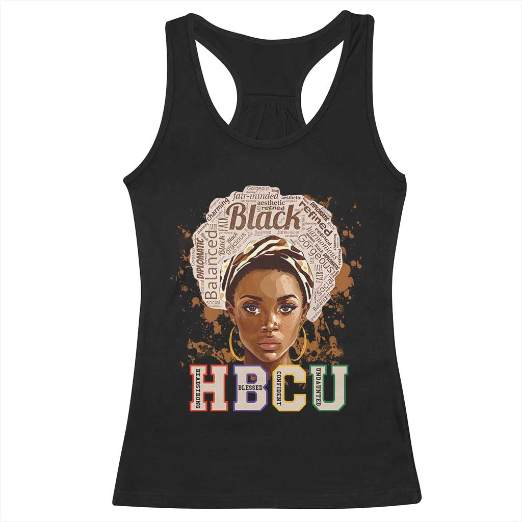 Black Educated HBCU Racerback Tank Top Headstrong Blessed Confident Undaunted TS02 Black Print Your Wear