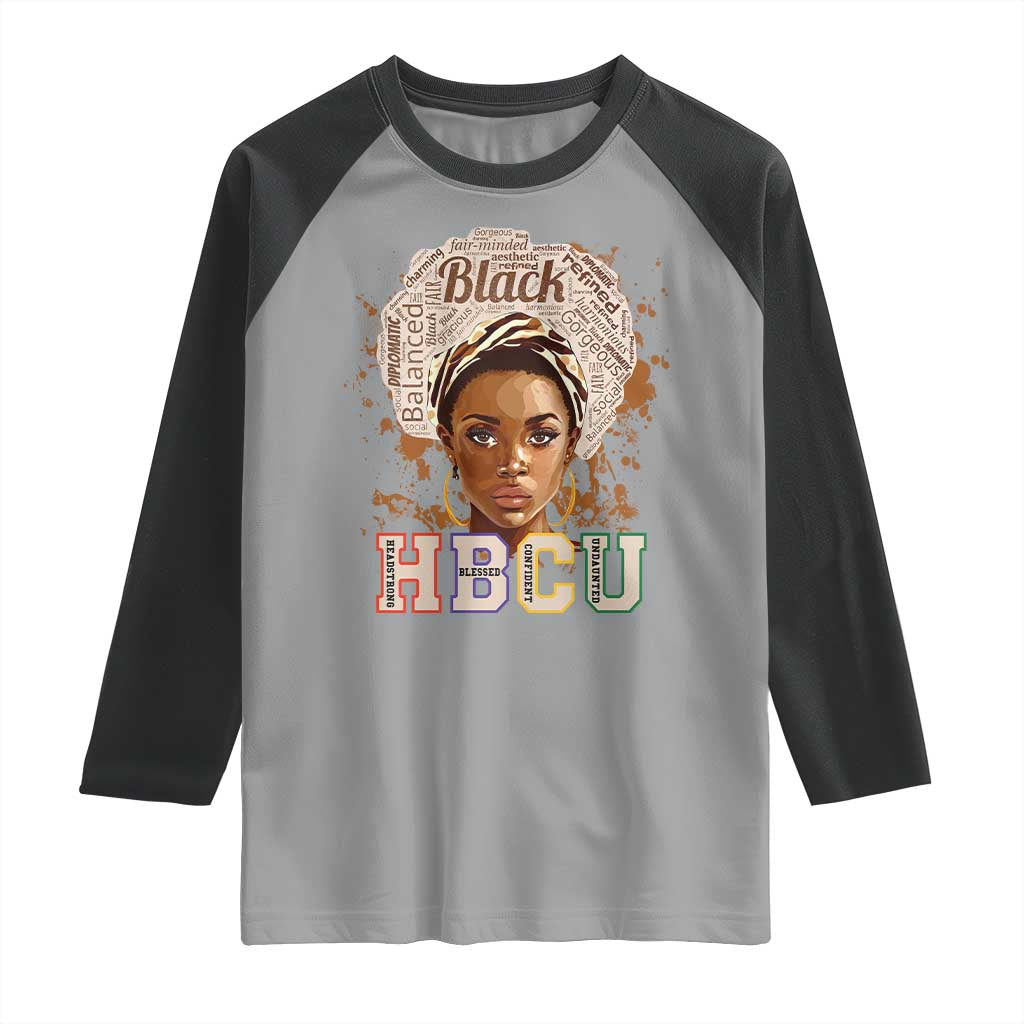 Black Educated HBCU Raglan Shirt Headstrong Blessed Confident Undaunted TS02 Sport Gray Black Print Your Wear
