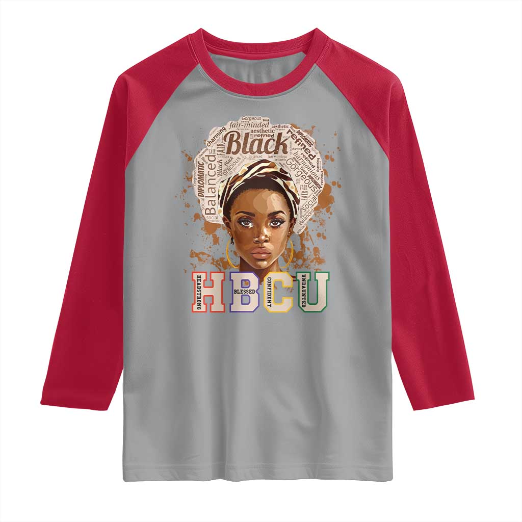 Black Educated HBCU Raglan Shirt Headstrong Blessed Confident Undaunted TS02 Sport Gray Red Print Your Wear