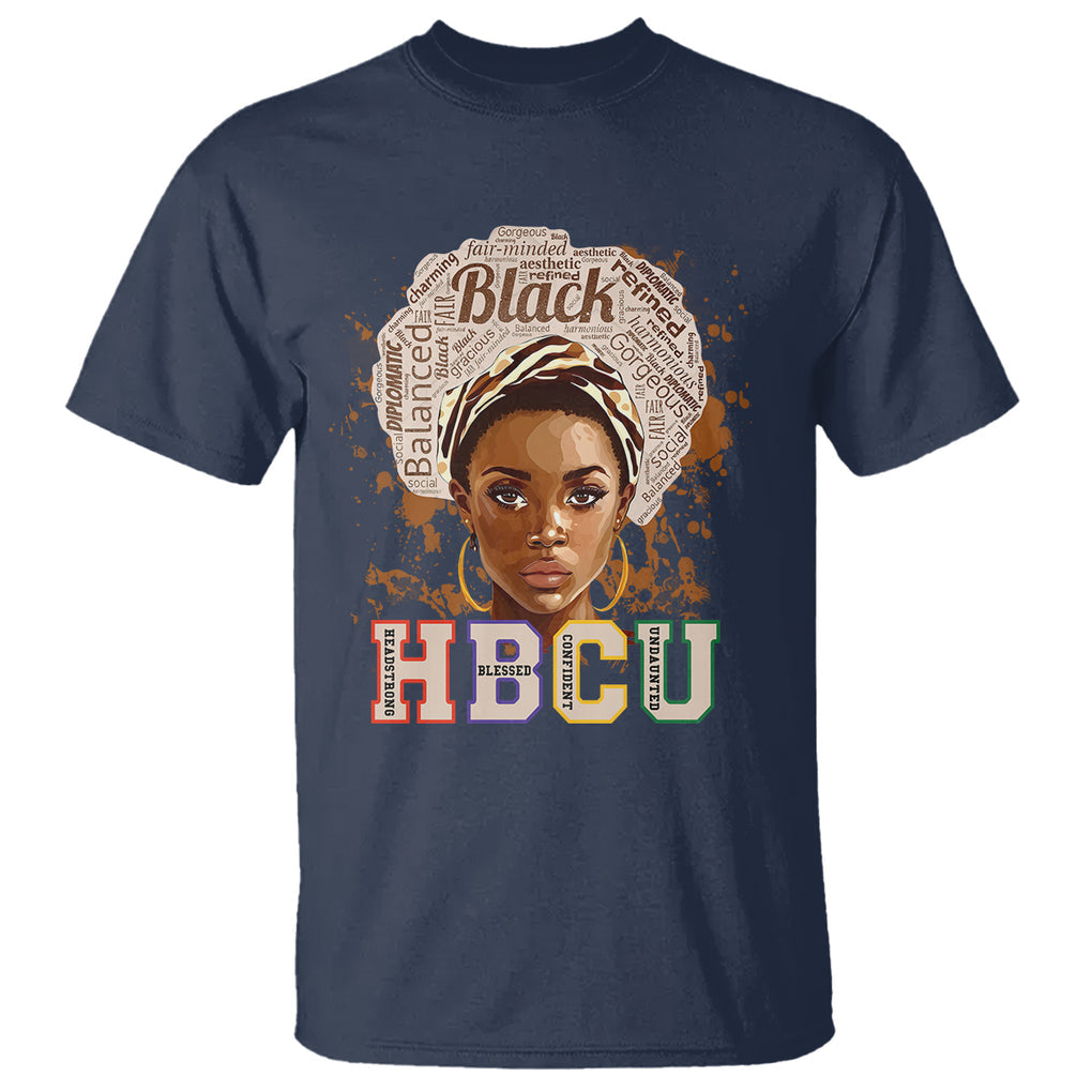 HBCU T Shirt Headstrong Blessed Confident Undaunted Black Educated Graduation TS02 Navy Printyourwear