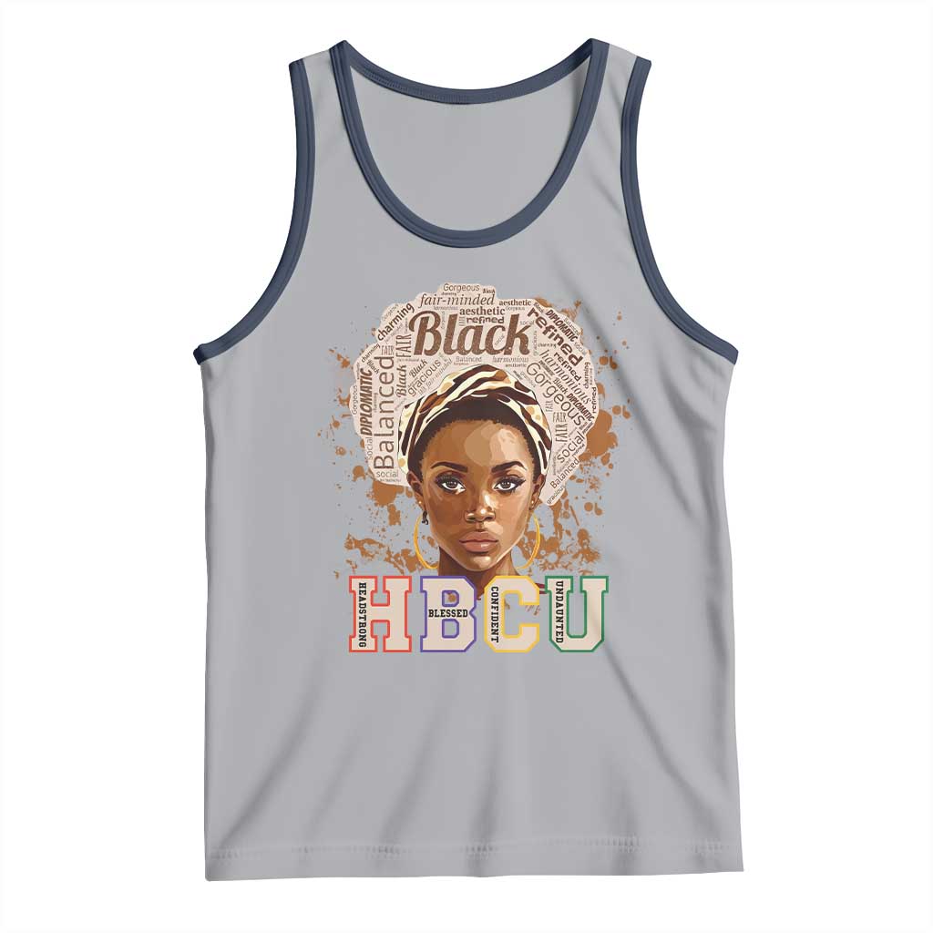 Black Educated HBCU Tank Top Headstrong Blessed Confident Undaunted TS02 Athletic Heather Navy Print Your Wear