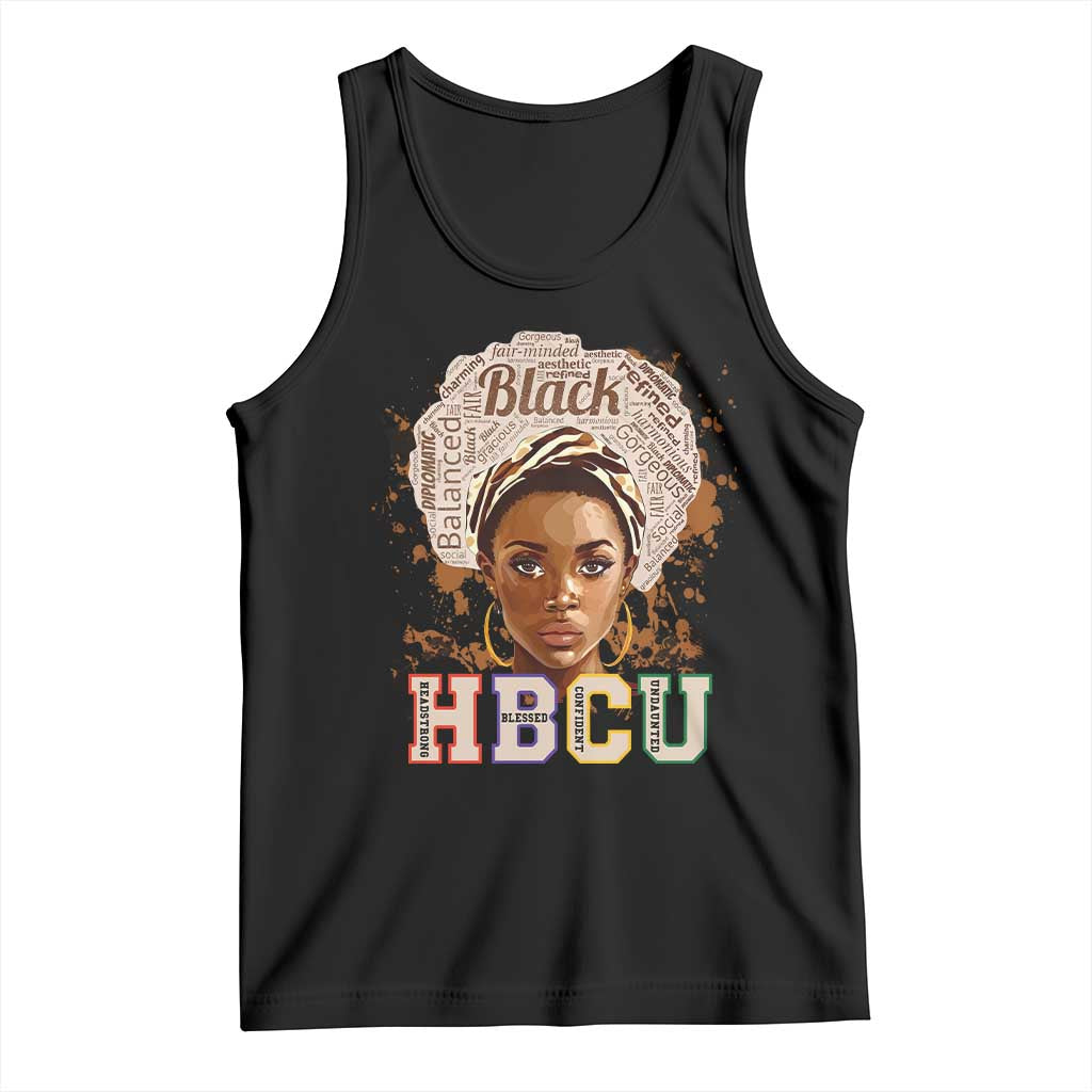 Black Educated HBCU Tank Top Headstrong Blessed Confident Undaunted TS02 Black Print Your Wear