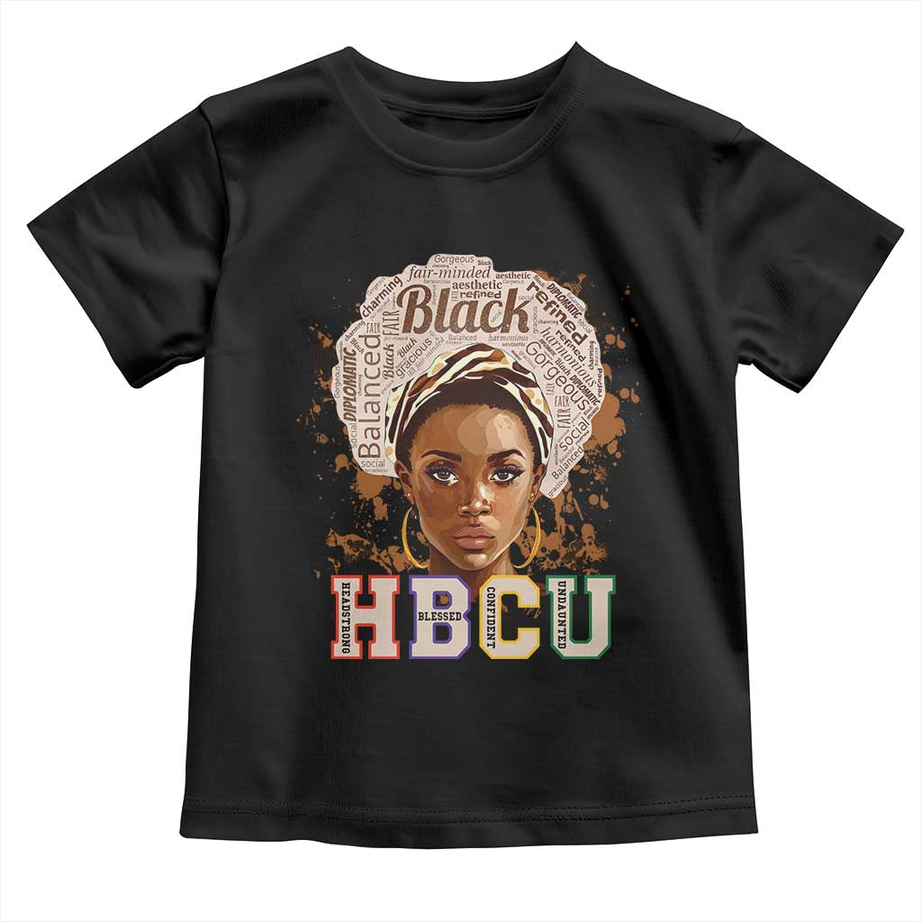 Black Educated HBCU Toddler T Shirt Headstrong Blessed Confident Undaunted TS02 Black Print Your Wear