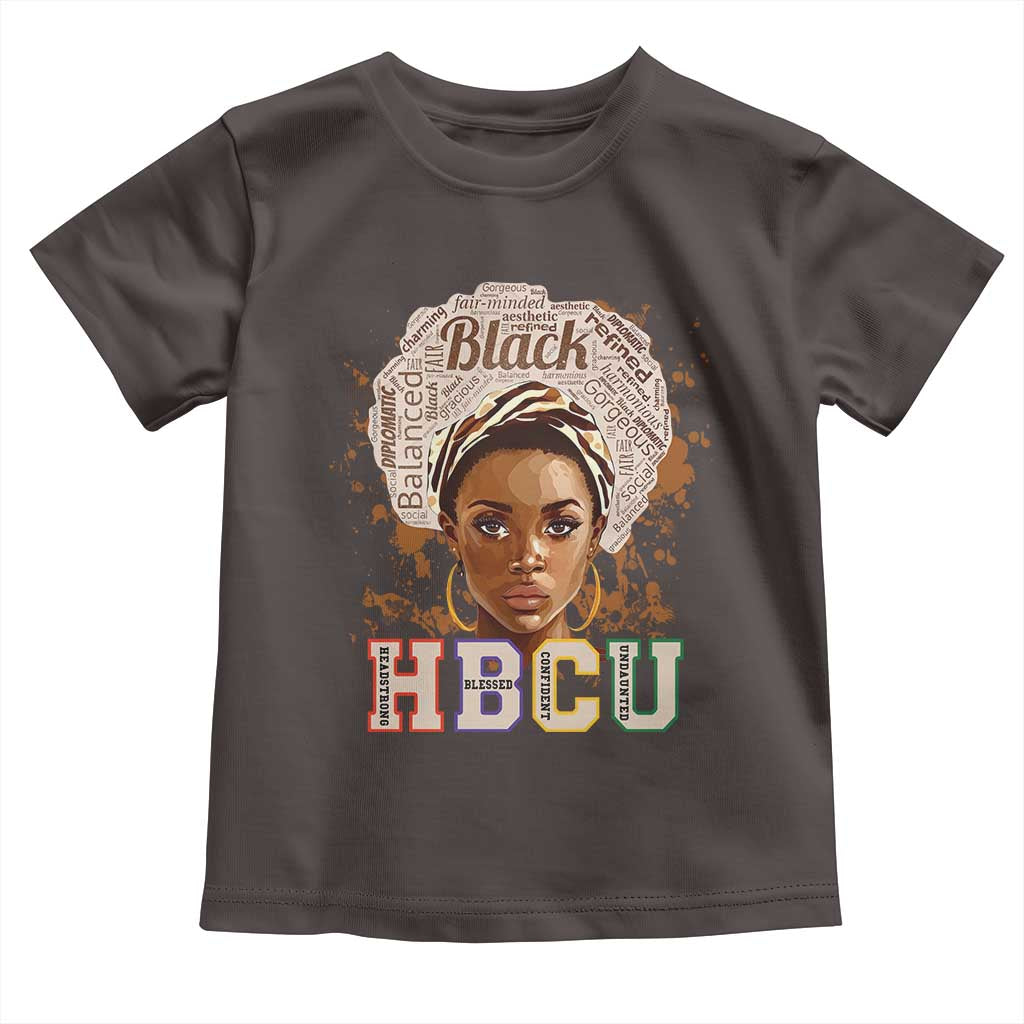 Black Educated HBCU Toddler T Shirt Headstrong Blessed Confident Undaunted TS02 Dark Chocolate Print Your Wear