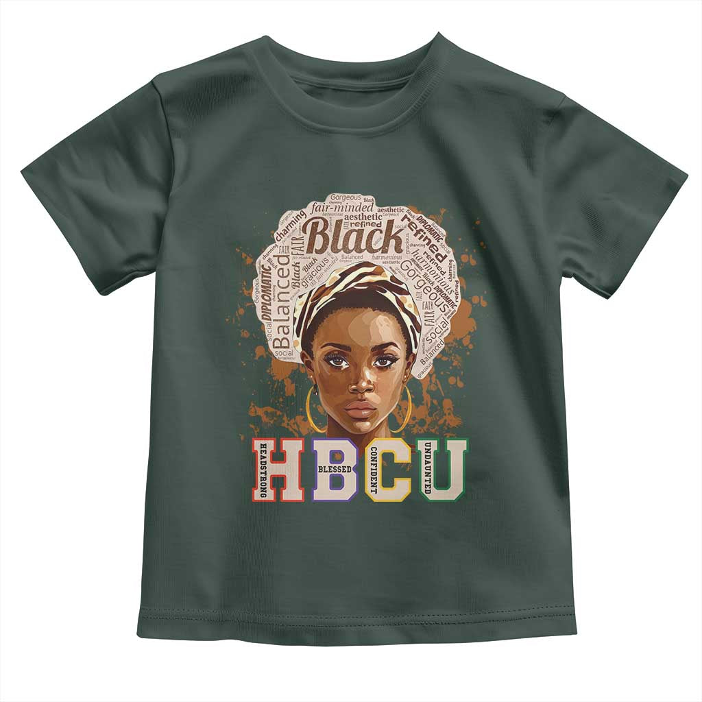 Black Educated HBCU Toddler T Shirt Headstrong Blessed Confident Undaunted TS02 Dark Forest Green Print Your Wear