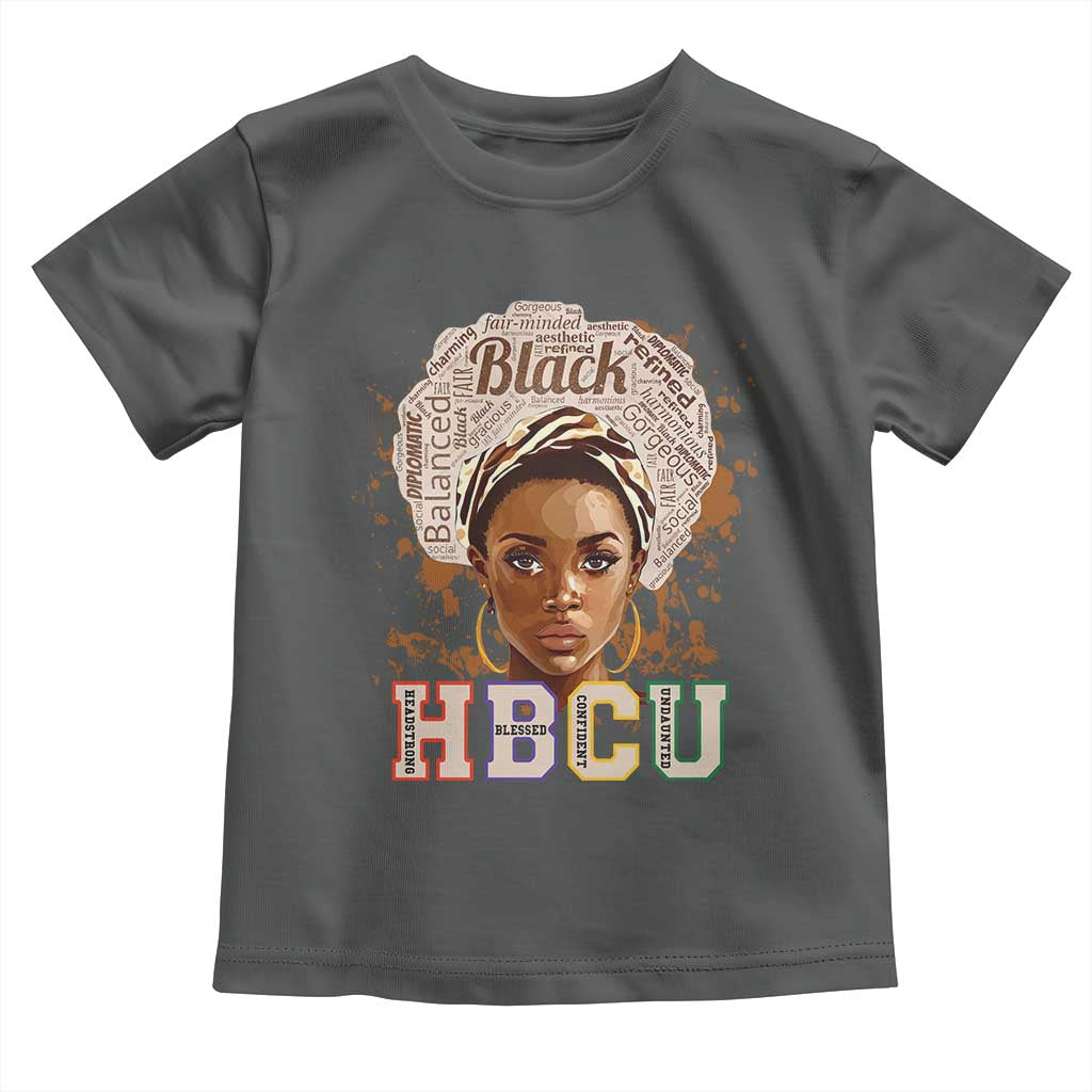 Black Educated HBCU Toddler T Shirt Headstrong Blessed Confident Undaunted TS02 Dark Heather Print Your Wear
