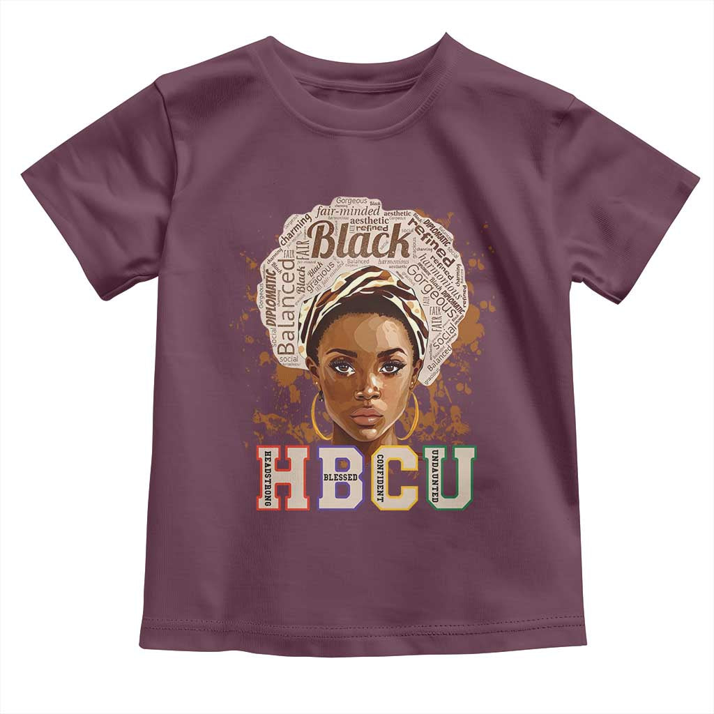 Black Educated HBCU Toddler T Shirt Headstrong Blessed Confident Undaunted TS02 Maroon Print Your Wear