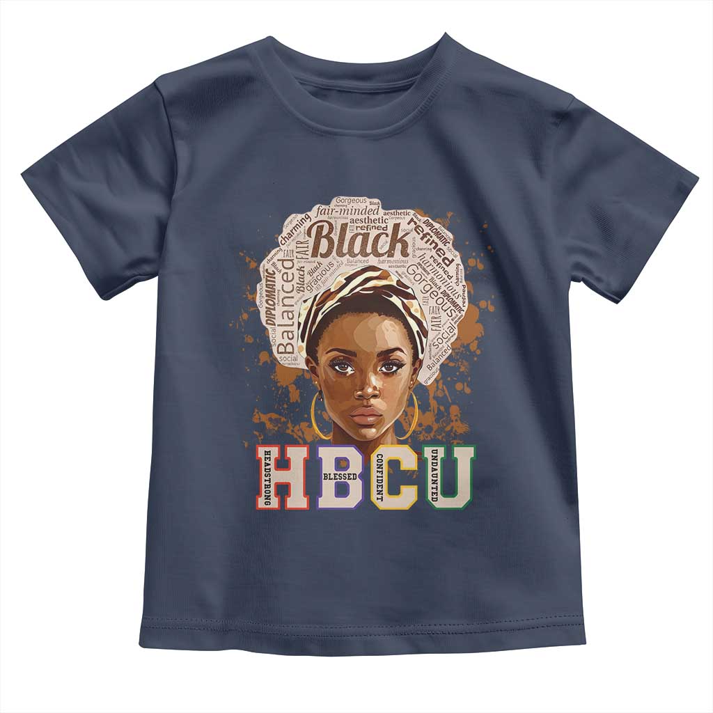 Black Educated HBCU Toddler T Shirt Headstrong Blessed Confident Undaunted TS02 Navy Print Your Wear