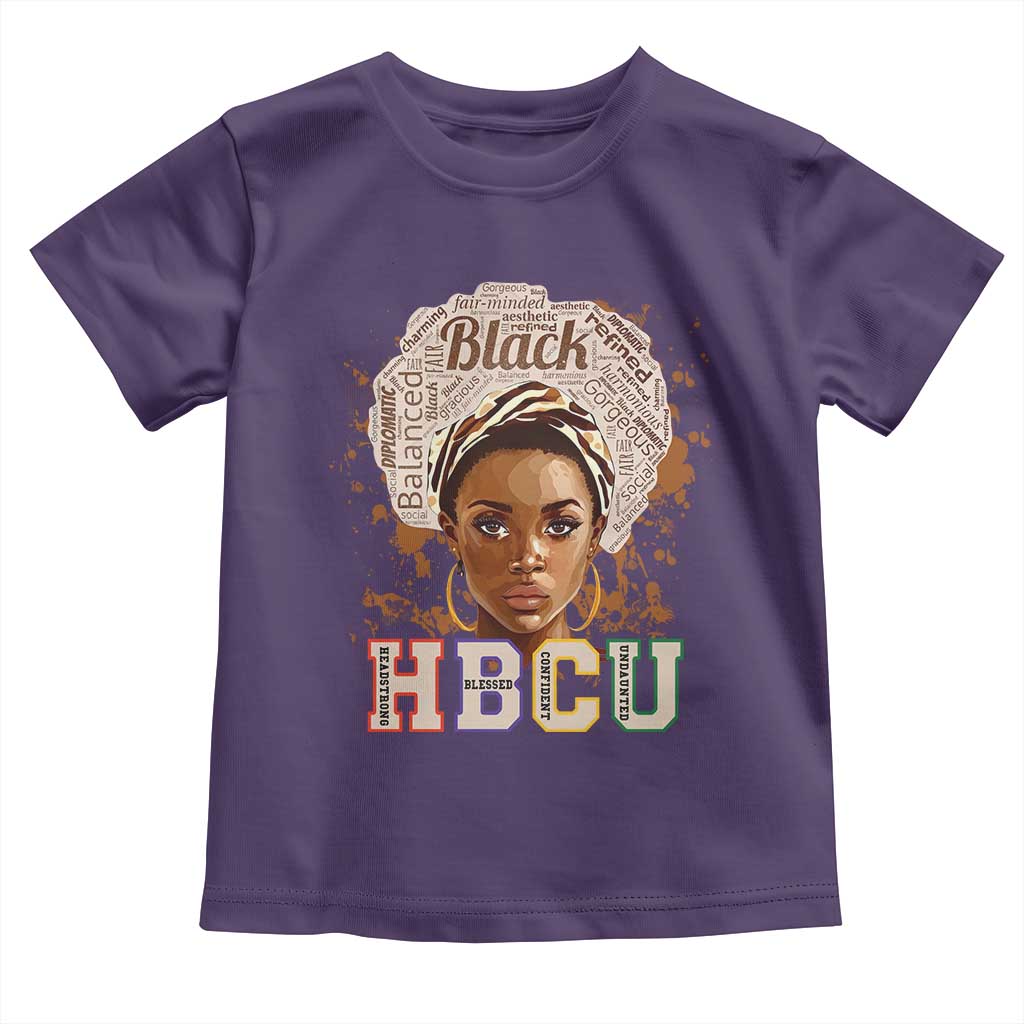Black Educated HBCU Toddler T Shirt Headstrong Blessed Confident Undaunted TS02 Purple Print Your Wear