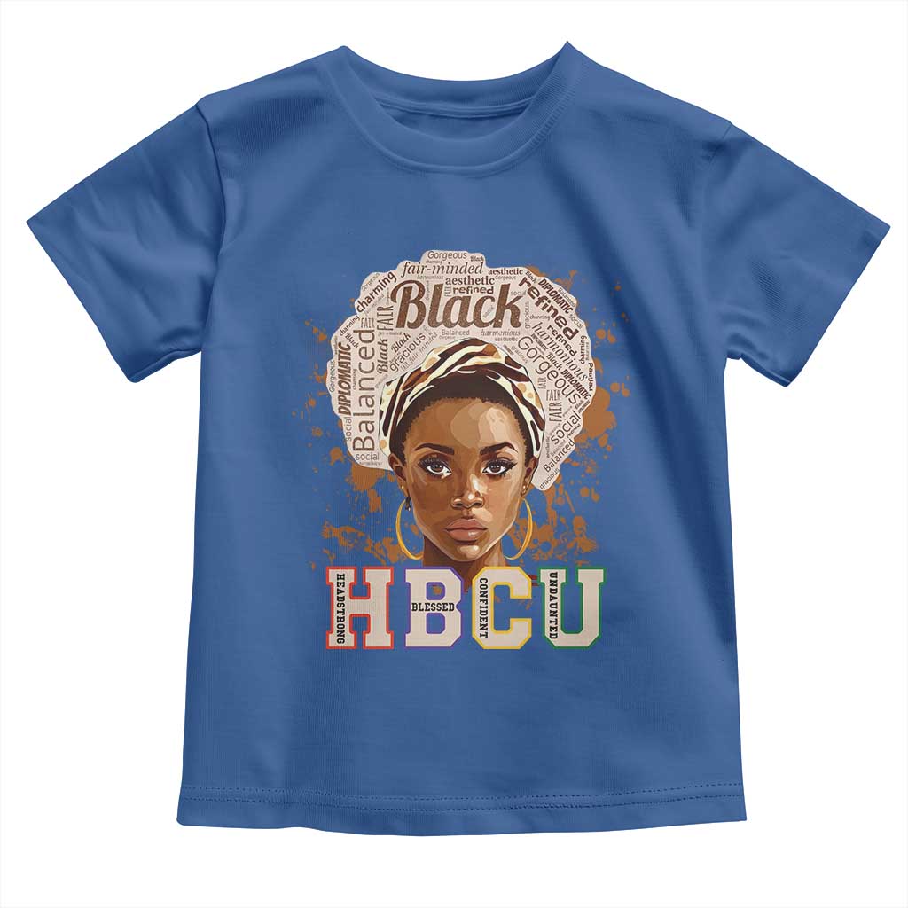 Black Educated HBCU Toddler T Shirt Headstrong Blessed Confident Undaunted TS02 Royal Blue Print Your Wear