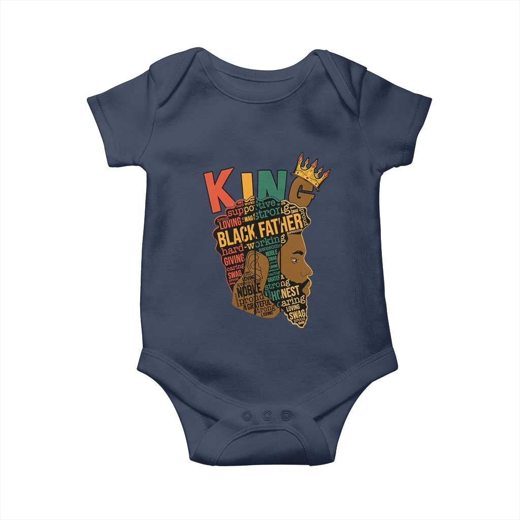 Black King Baby Onesie Black Father African American Men TS02 Navy Print Your Wear
