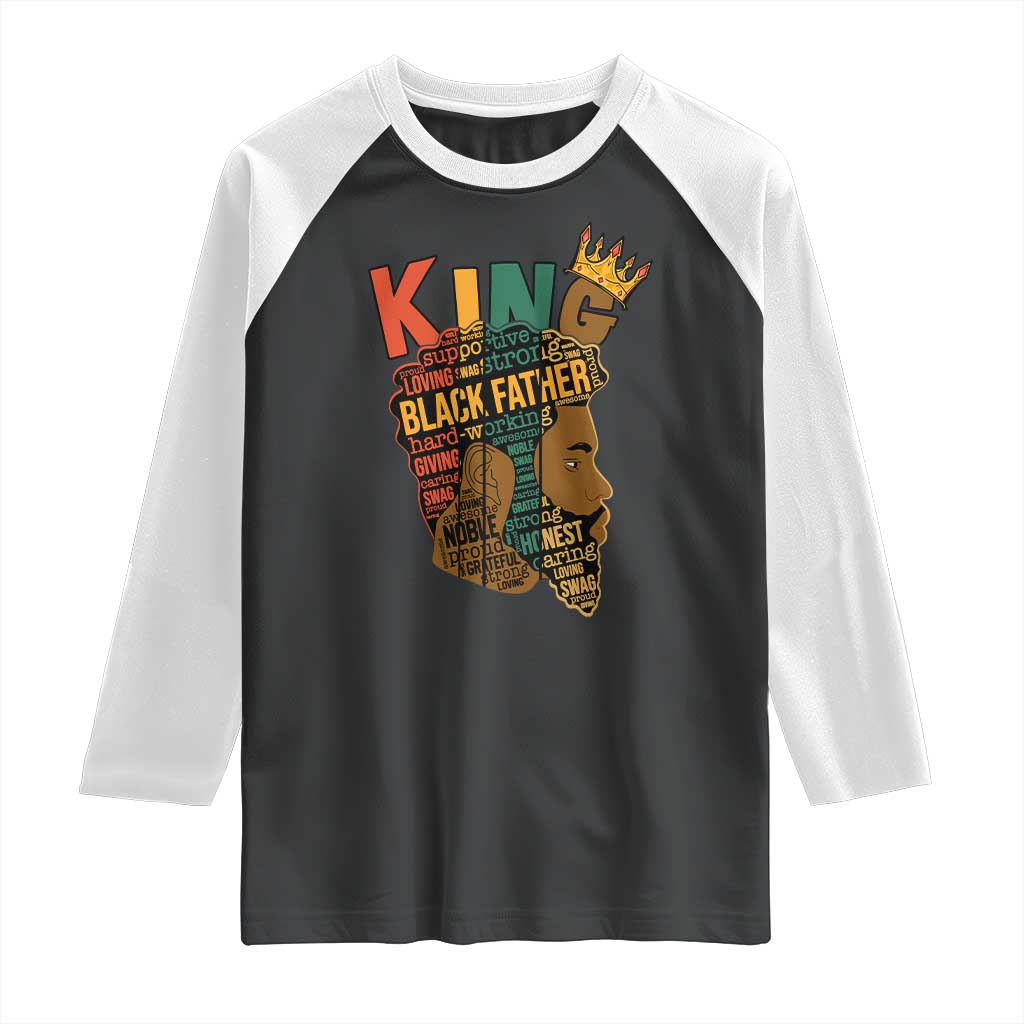 Black King Raglan Shirt Black Father African American Men TS02 Black White Print Your Wear