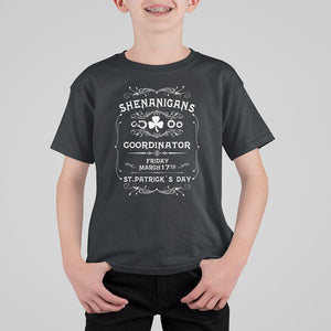 Funny St. Patricks Day T Shirt For Kid Shenanigans Coordinator TS02 Black Printyourwear