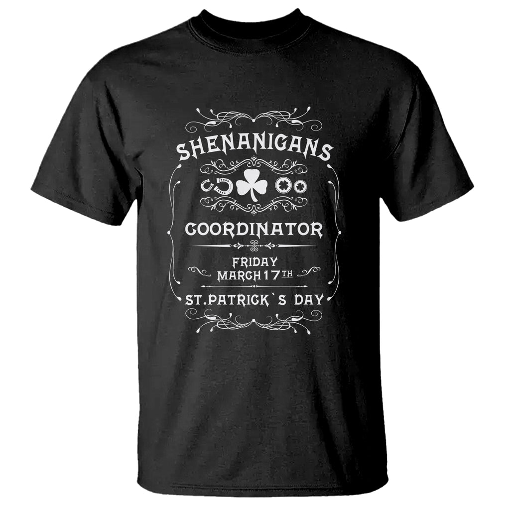 Funny St. Patricks Day T Shirt Shenanigans Coordinator TS02 Black Printyourwear