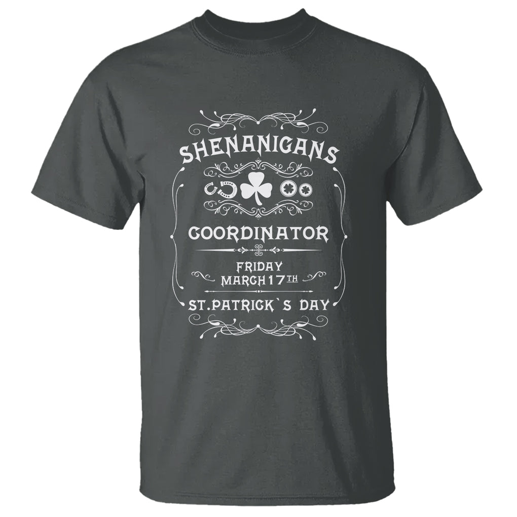Funny St. Patricks Day T Shirt Shenanigans Coordinator TS02 Dark Heather Printyourwear