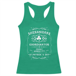 Funny St Patricks Day Racerback Tank Top Shenanigans Coordinator TS02 Irish Green Print Your Wear