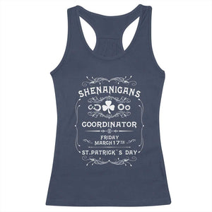 Funny St Patricks Day Racerback Tank Top Shenanigans Coordinator TS02 Navy Print Your Wear