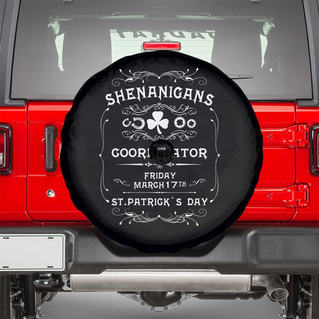 Funny St Patricks Day Spare Tire Cover Shenanigans Coordinator TS02 Black Print Your Wear