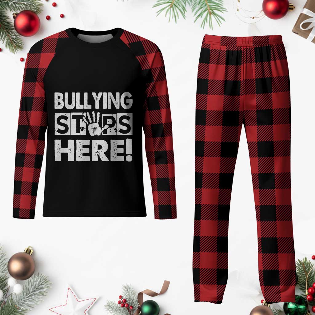 Pink Shirt Day Plaid Pajama Set Bullying Stops Here Stand Up To Bullies TS02 Buffalo Plaid Print Your Wear