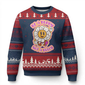 Pink Shirt Day Ugly Christmas Sweater Be A Buddy Not A Bully Anti Bullying Funny Wordplay TS02 Navy Red Print Your Wear