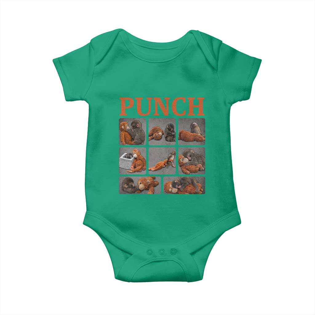 Cute Baby Monkey Punch with Plush Toy Graphic Baby Onesie TS02 Irish Green Print Your Wear
