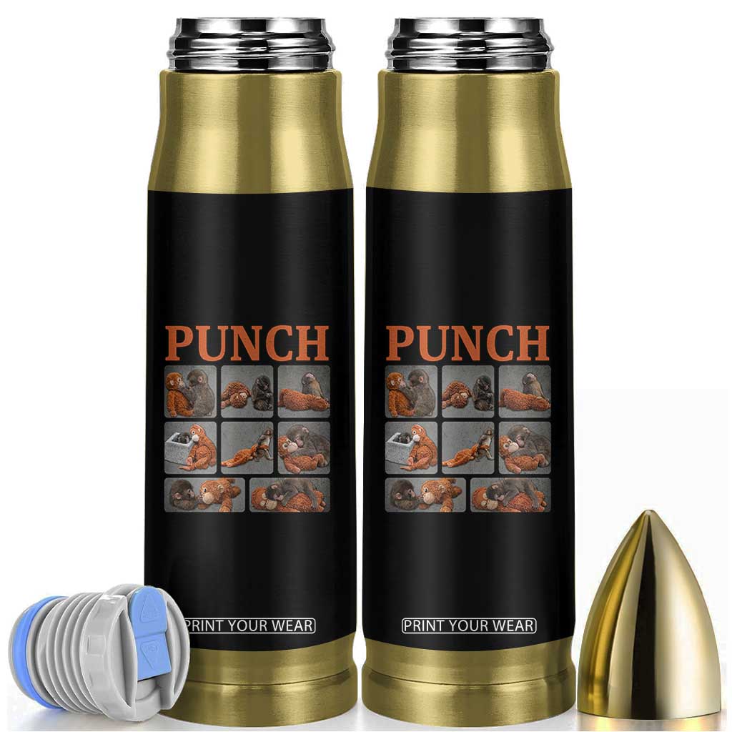 Cute Baby Monkey Punch with Plush Toy Graphic Bullet Tumbler TS02 Black Print Your Wear