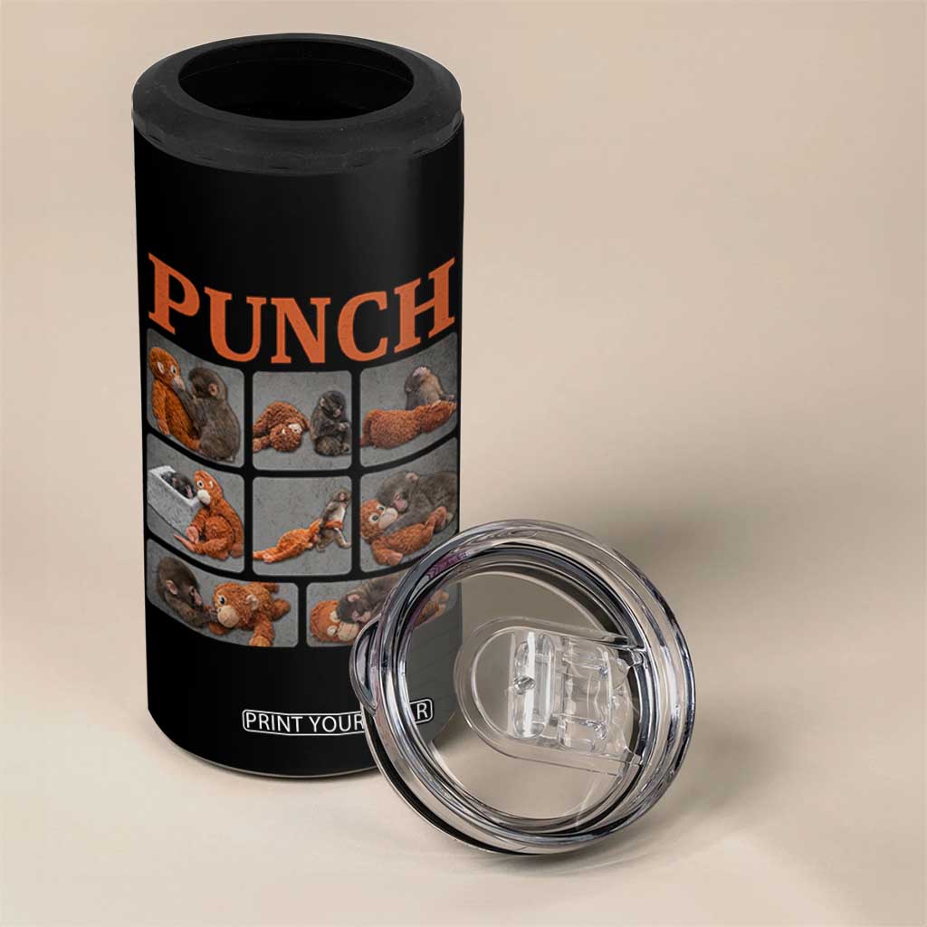 Cute Baby Monkey Punch with Plush Toy Graphic 4 in 1 Can Cooler Tumbler TS02 Print Your Wear