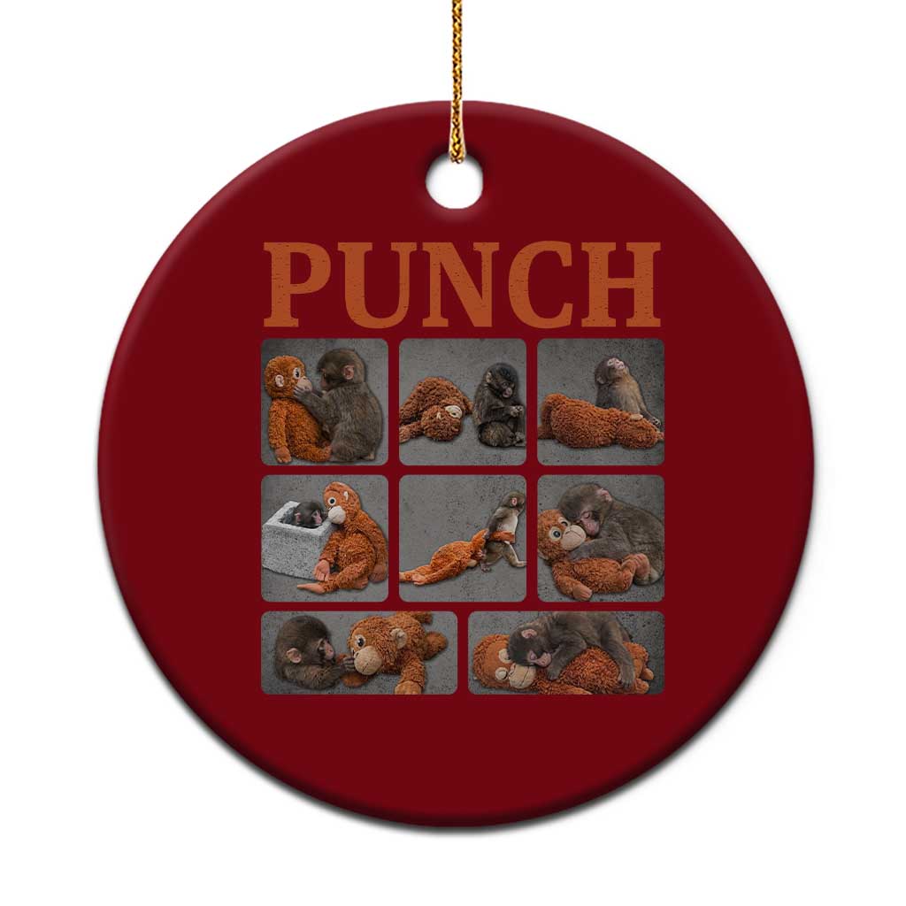 Cute Baby Monkey Punch with Plush Toy Graphic Ceramic Ornament TS02 1pc Red Print Your Wear