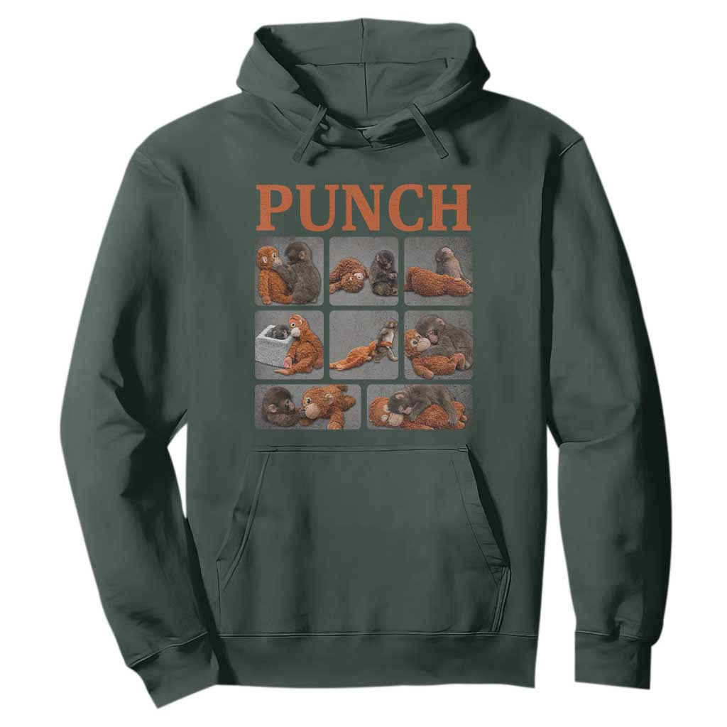 Cute Baby Monkey Punch with Plush Toy Graphic Hoodie TS02 Dark Forest Green Print Your Wear