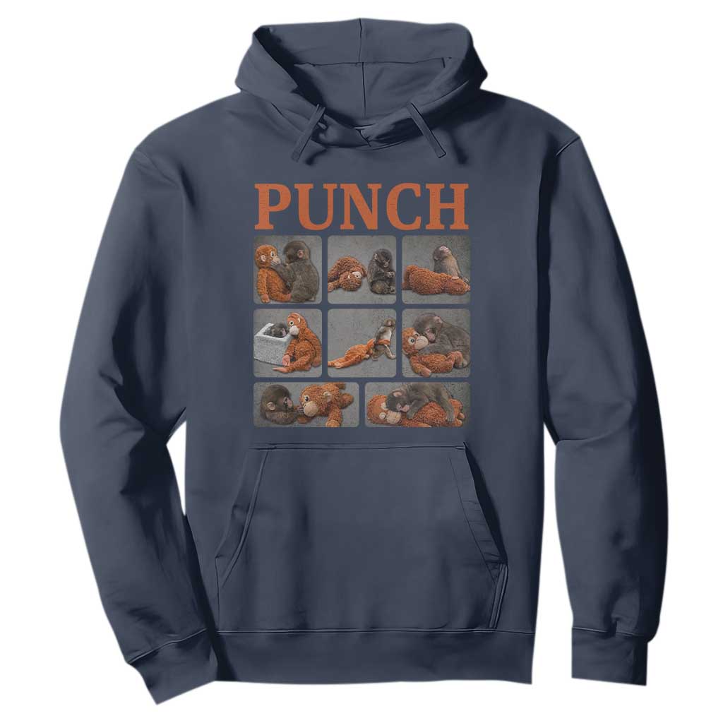 Cute Baby Monkey Punch with Plush Toy Graphic Hoodie TS02 Navy Print Your Wear