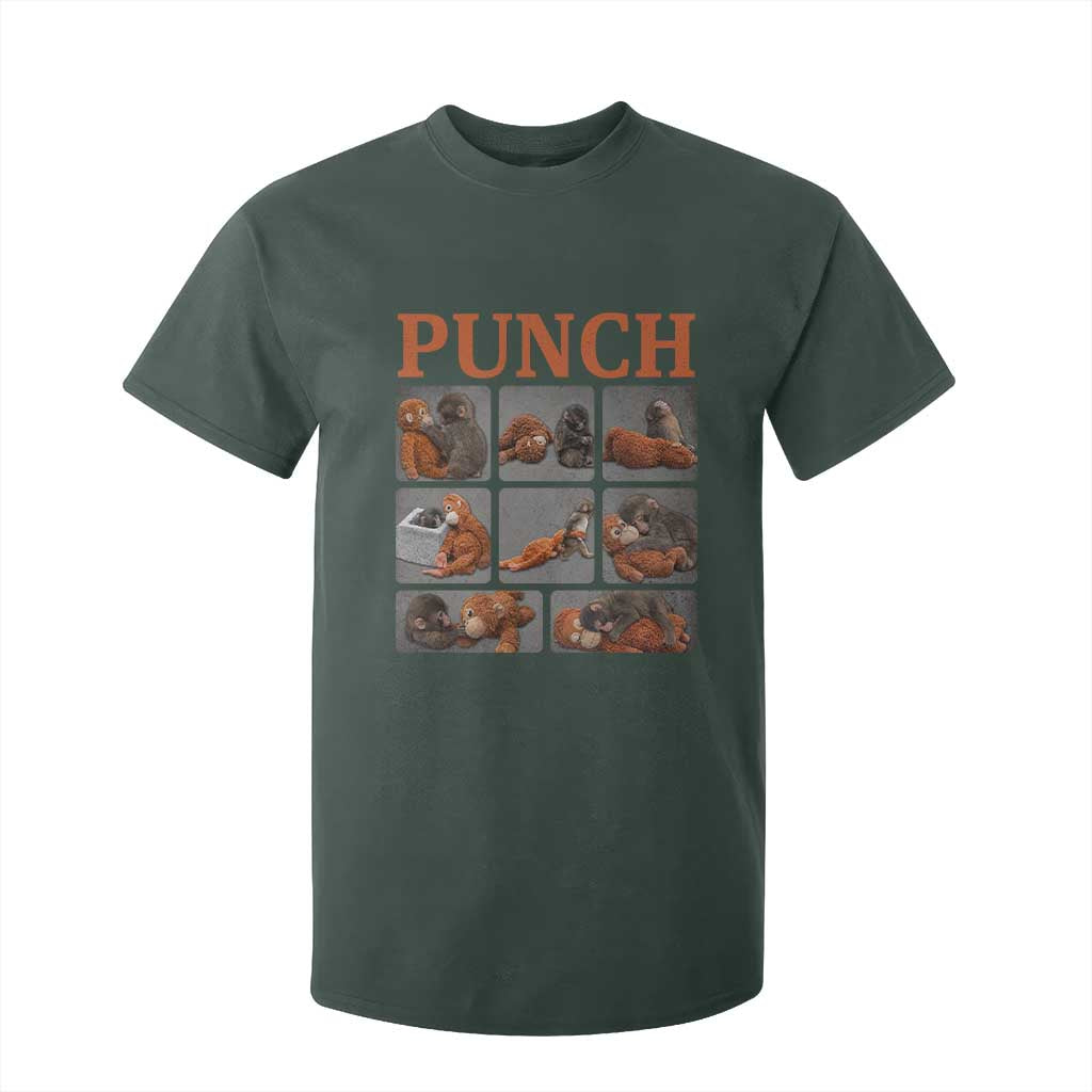 Cute Baby Monkey Punch with Plush Toy Graphic T Shirt For Kid TS02 Dark Forest Green Print Your Wear
