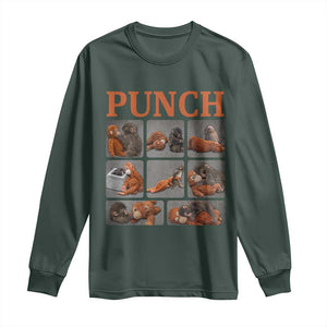 Cute Baby Monkey Punch with Plush Toy Graphic Long Sleeve Shirt TS02 Dark Forest Green Print Your Wear