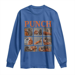 Cute Baby Monkey Punch with Plush Toy Graphic Long Sleeve Shirt TS02 Royal Blue Print Your Wear