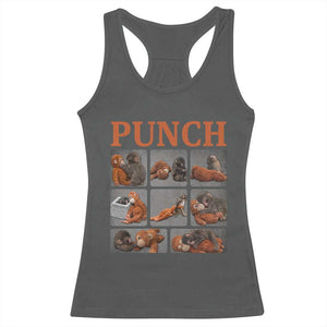 Cute Baby Monkey Punch with Plush Toy Graphic Racerback Tank Top TS02 Dark Heather Print Your Wear