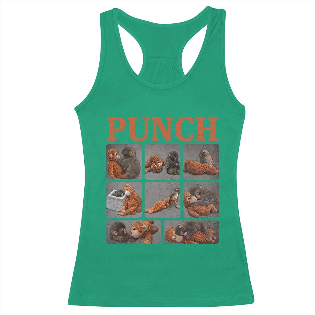 Cute Baby Monkey Punch with Plush Toy Graphic Racerback Tank Top TS02 Irish Green Print Your Wear
