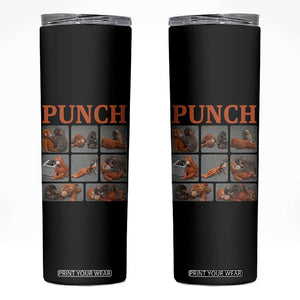 Cute Baby Monkey Punch with Plush Toy Graphic Skinny Tumbler TS02 Black Print Your Wear