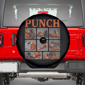 Cute Baby Monkey Punch with Plush Toy Graphic Spare Tire Cover TS02 Black Print Your Wear
