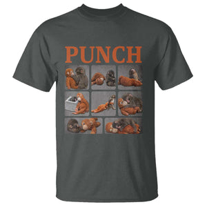 Cute Baby Monkey Punch with Plush Toy Graphic T Shirt TS02 Dark Heather Print Your Wear
