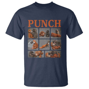 Cute Baby Monkey Punch with Plush Toy Graphic T Shirt TS02 Navy Print Your Wear