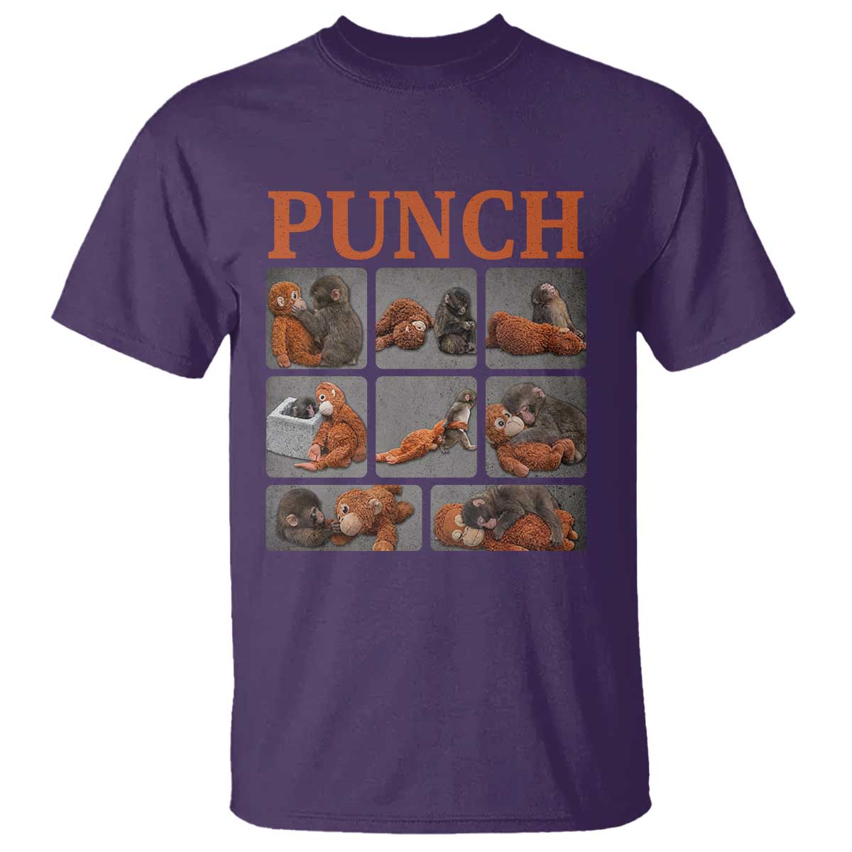 Cute Baby Monkey Punch with Plush Toy Graphic T Shirt TS02 Purple Print Your Wear