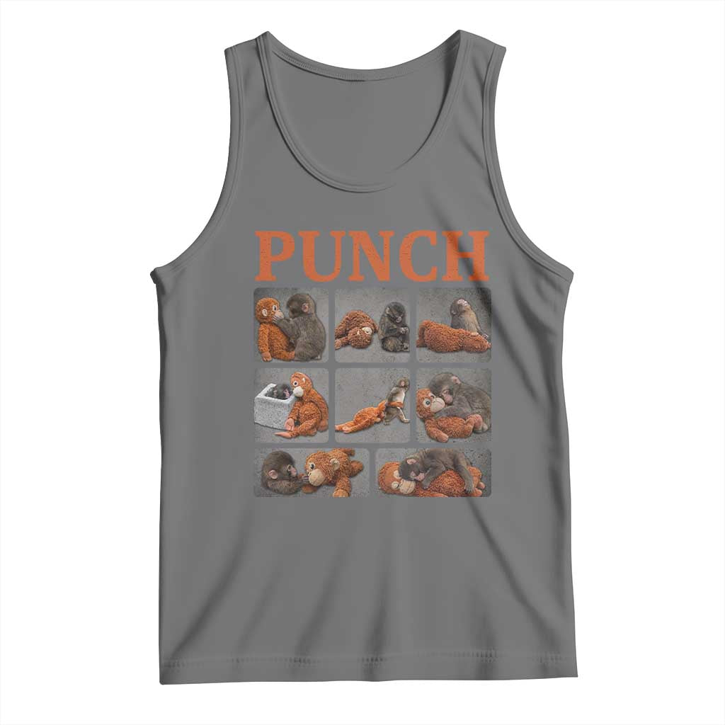 Cute Baby Monkey Punch with Plush Toy Graphic Tank Top TS02 Black Heather Print Your Wear