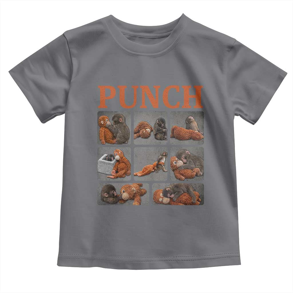 Cute Baby Monkey Punch with Plush Toy Graphic Toddler T Shirt TS02 Charcoal Print Your Wear