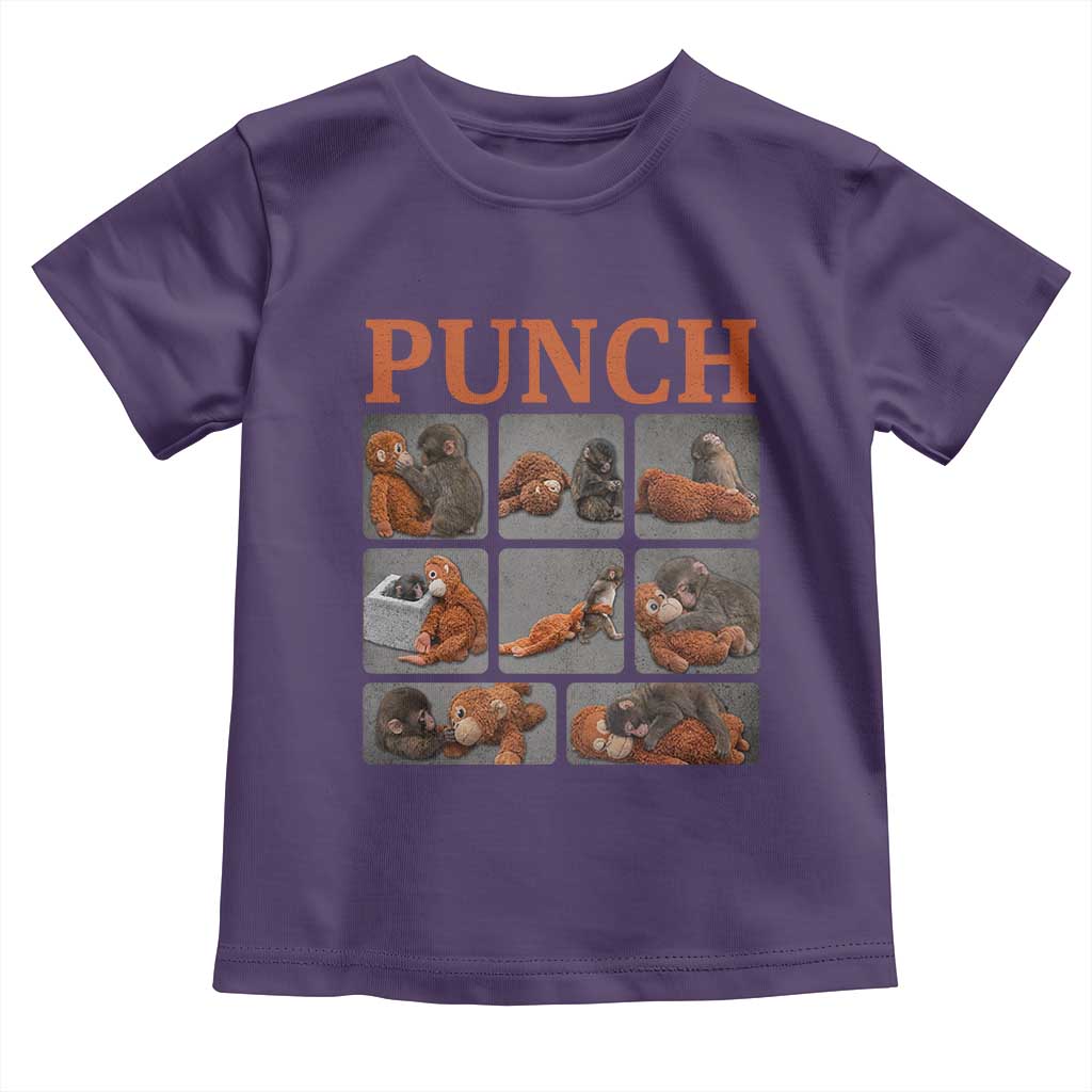 Cute Baby Monkey Punch with Plush Toy Graphic Toddler T Shirt TS02 Purple Print Your Wear