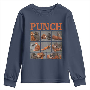 Cute Baby Monkey Punch with Plush Toy Graphic Youth Sweatshirt TS02 Navy Print Your Wear