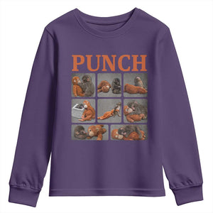Cute Baby Monkey Punch with Plush Toy Graphic Youth Sweatshirt TS02 Purple Print Your Wear