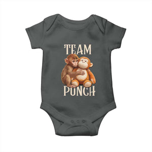 Team Punch Cute Baby Monkey Hugging Plush Toy Graphic Baby Onesie TS02 Dark Heather Print Your Wear