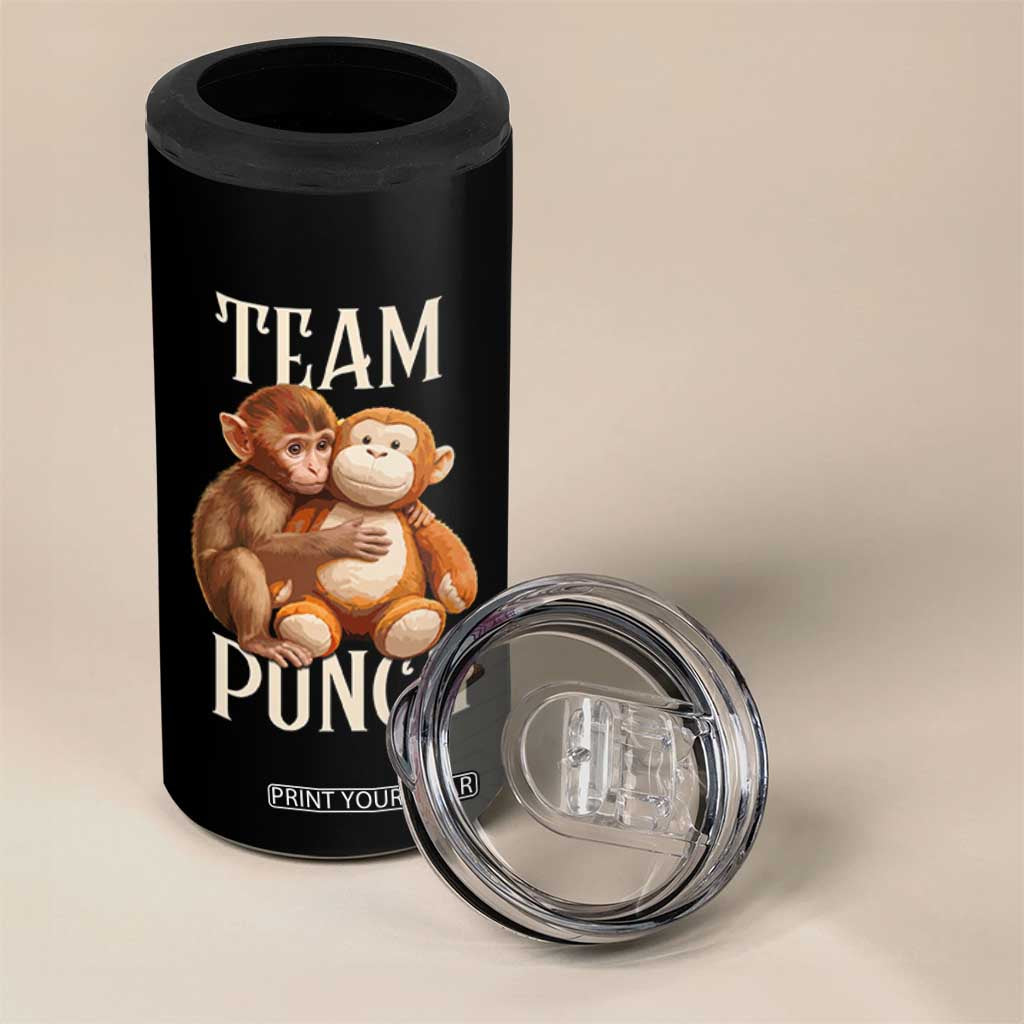 Team Punch Cute Baby Monkey Hugging Plush Toy Graphic 4 in 1 Can Cooler Tumbler TS02 Print Your Wear