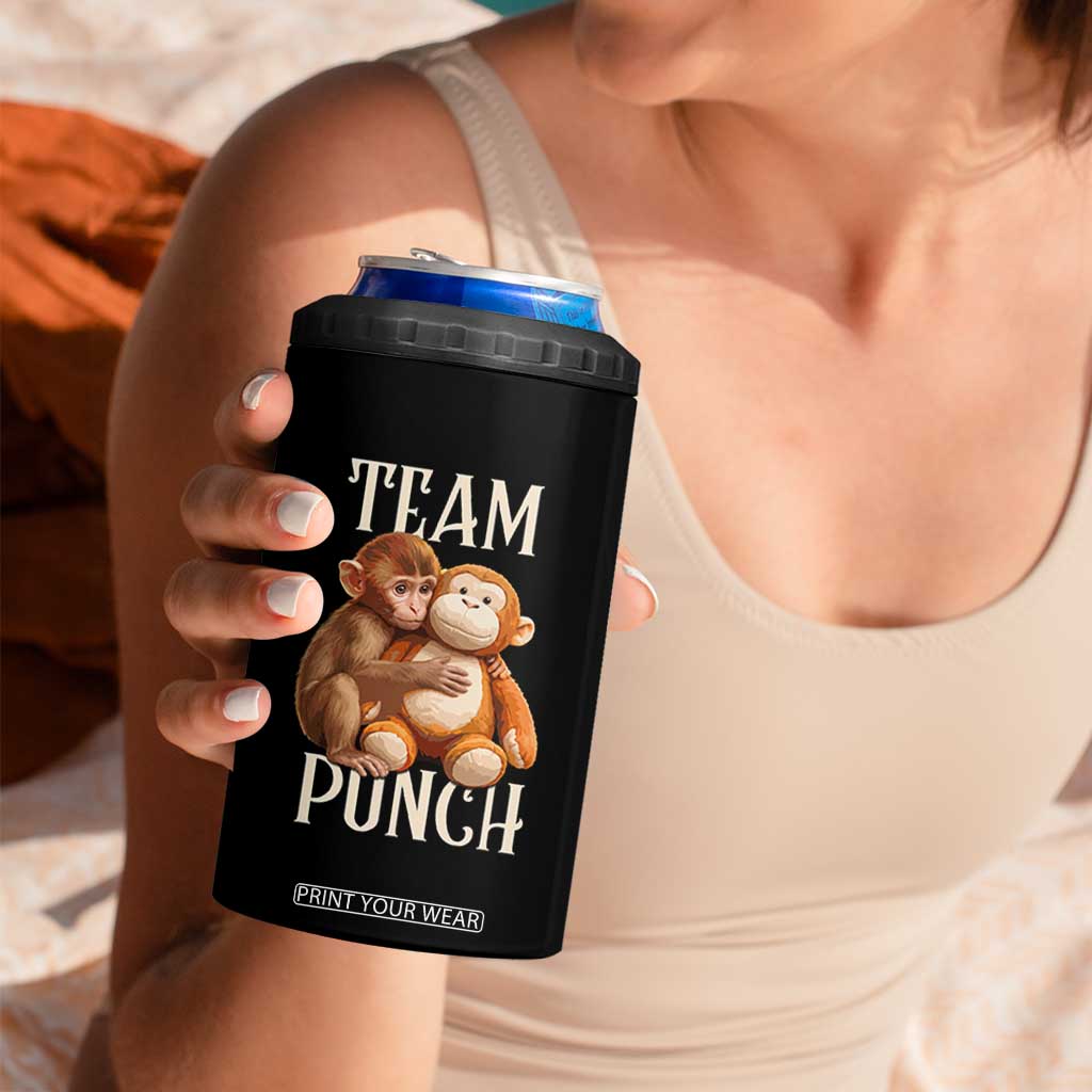 Team Punch Cute Baby Monkey Hugging Plush Toy Graphic 4 in 1 Can Cooler Tumbler TS02 Print Your Wear
